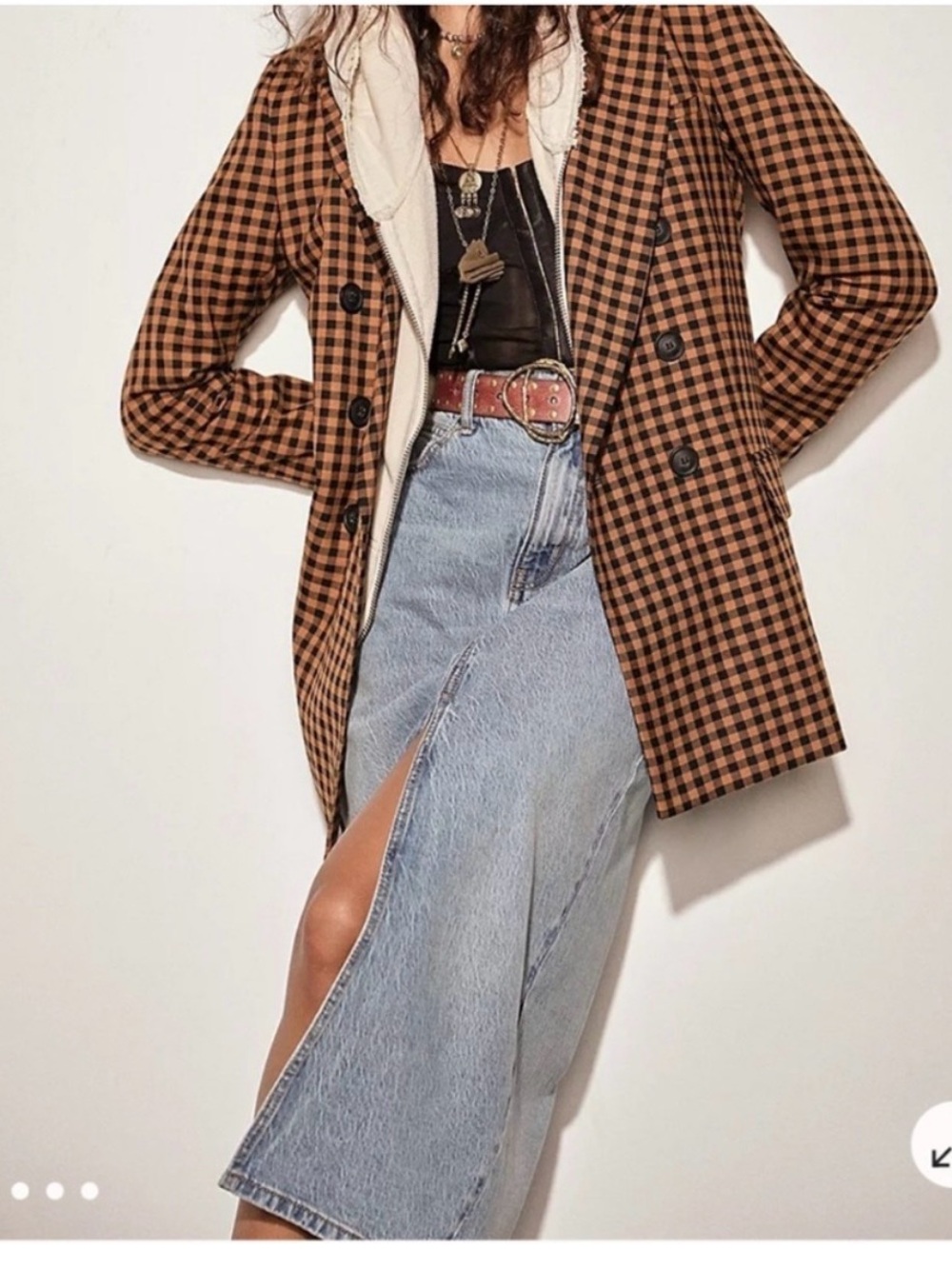 Free People Denim Midi skirt